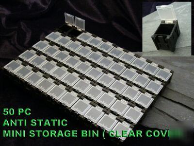 50 pc smd ic anti static storage bin shelf w/ door