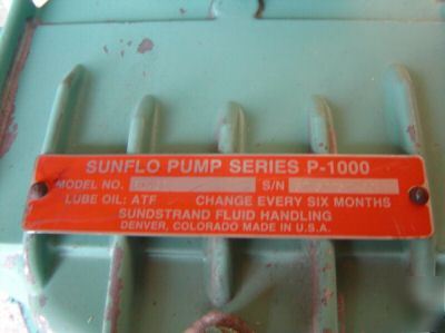 Sunstrand sunflo high pressure pump high head pump