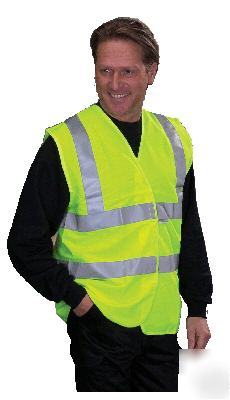 Hi vis viz single bands yellow safety vest waistcoat -l