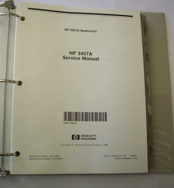 Hp / agilent 3457A service manual - $5 shipping 