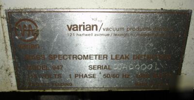 Varian model 947 mass spectrometer leak detector