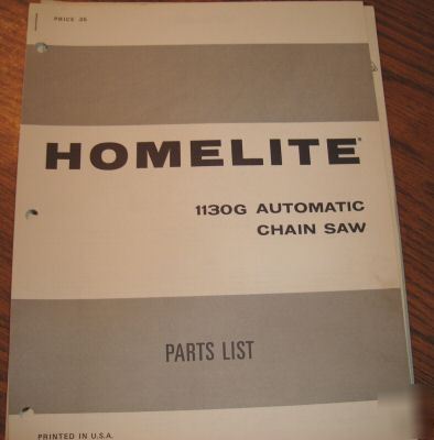 Homelite 1130G chain saw parts catalog manual