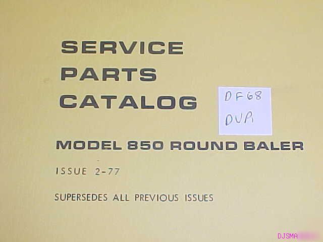New holland 850 round baler parts catalog list manual