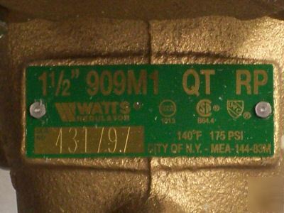 Watts 909M1QT reduced pressure zone backflow preventer