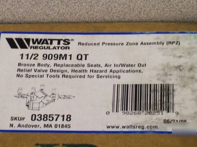 Watts 909M1QT reduced pressure zone backflow preventer