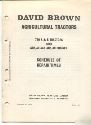 David brown 770 a & b schedule of repair times manual