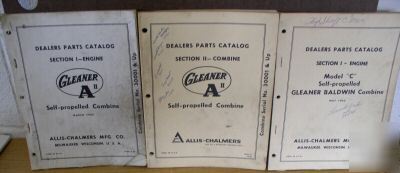 (3) vintage allis chalmers gleaner combine manuals