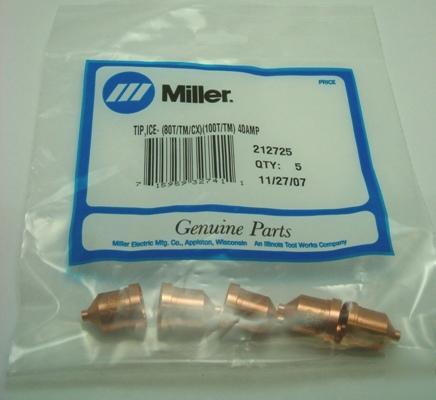Miller 212725 tip plasma cutter pkg = 5