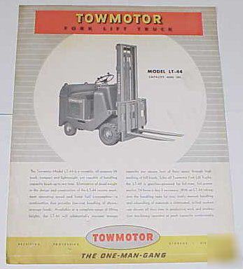 1951 towmotor forklift lt-44 lift truck brochure advert