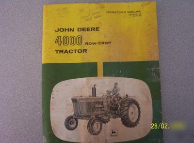 John deere model 4000 series tractor ops manual