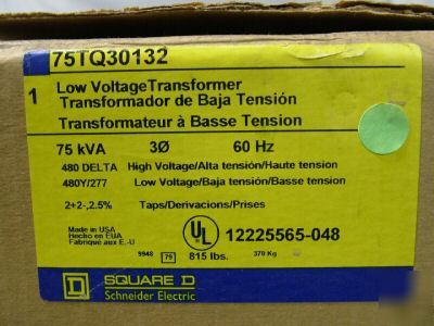 New step down transformer square d,KVA112.5,HV480,PH3