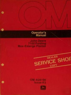 John deere 7100 maxemerge folding planter owner manual