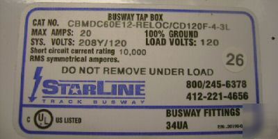 Starline busway tap box CBMDC60E12 20 amps 120 v