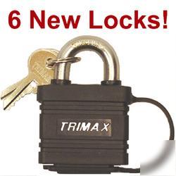 New 6 trimax pad locks,weatherproof key lock,warranty, 