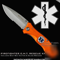 Fire fighter emt pocket rescue tool tactical knife or