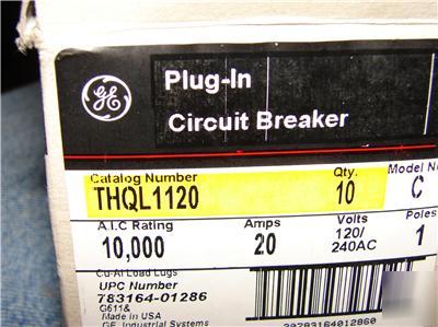 Ge plug-in circuit breaker-THQL1120 20 amp 10 pcs