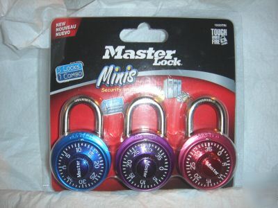 New master lock minis #3 locks #1 combination * school- 