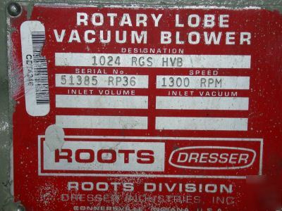 Roots 1024 rgs-hvb high vacuum booster, 5747 cfm