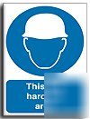 Hard hat area sign-adh.vinyl-200X250MM(ma-037-ae)