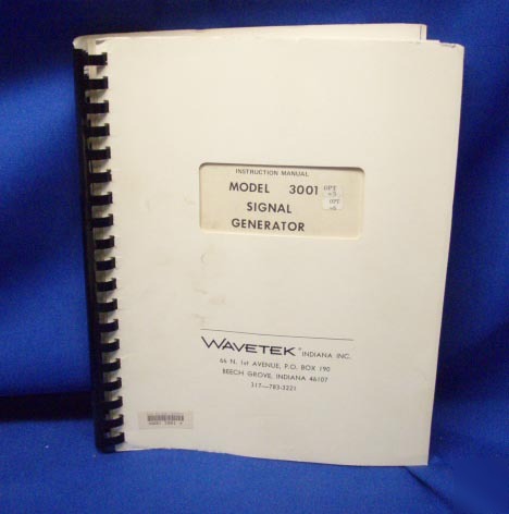 Wavetek model 3001 instruction manual w/schematics