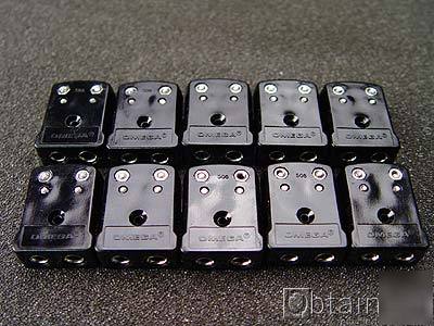 Unused, lot of 10, type j omega black thermocouple plug