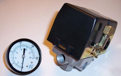 145-175 psi pressure switch includes decal and gauge