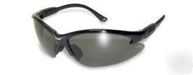 Cougar safety glasses black frame smoke mirror lens