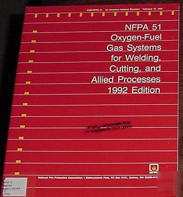 Nfpa standard oxygen fuel gas systems welding cutting