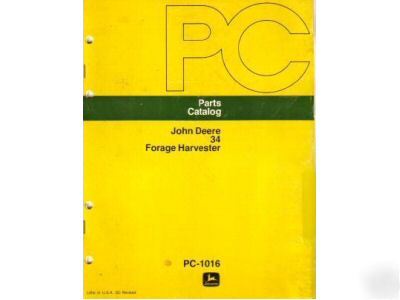 John deere 34 forage harvester part's catalog manual