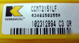 100 pc kennametal ccmt 21.51-lf, kc 850 carbide inserts