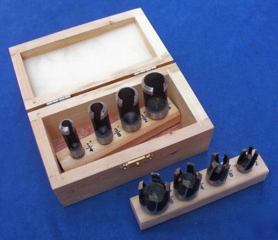 8PC wood plug cutter set in wooden case -hardened steel