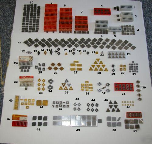 600 pcs carbide & ceramic inserts many shapes & sizes