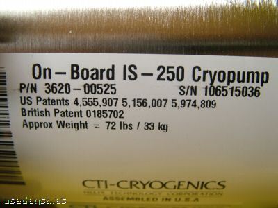 Cti cryogenics on-board is 250 cryopump