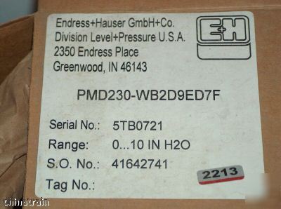 New endress hauser deltabar pressure transmitter xp - 