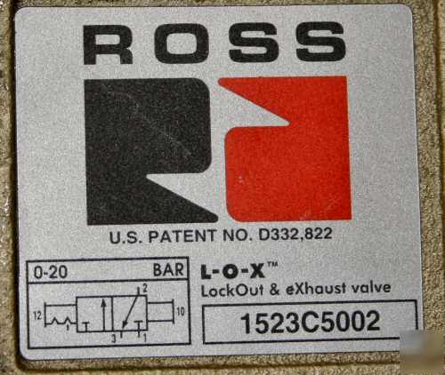 Ross l-o-x lockout exhuast valve 300PSI air 1523C5002