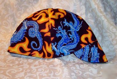 Blue dragon welder welding biker hat, your size