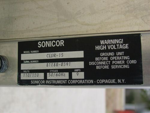 Sonicor vapor degreaser model cldr-15