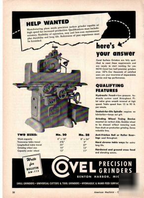 Covel precision grinders benton harbor mi ad 1953 20 35