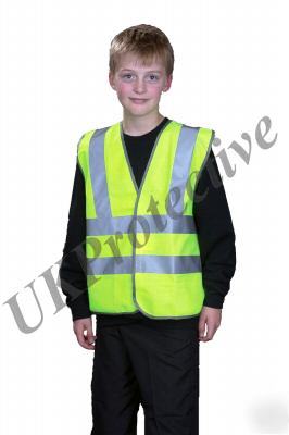 Hi vis double bands yellow children waistcoat -small