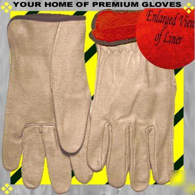 5 pr small lined leather yard work gloves pigskin ranch