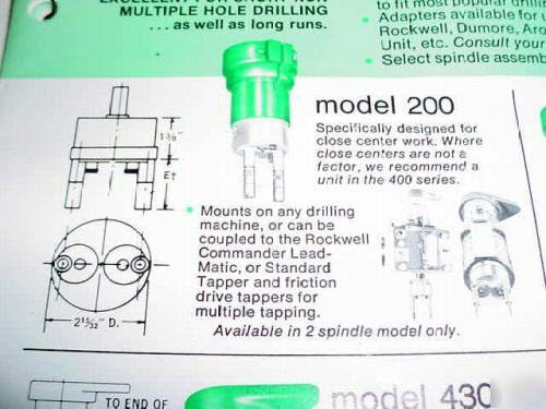 Commander adjustable 2 spindle drill head, model 200 