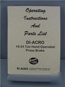 Di-acro 16-24 press brake instructions & parts manual