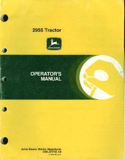 John deere operators manual for 2955 tractor tractors v