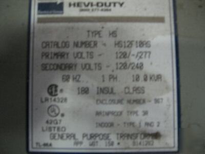 Hevi duty 10KVA 120-277/120-240 single phasetransformer