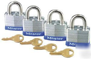 Set of 4 no.3 keyed alike master lock padlocks