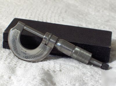 Vintage 1 in. outside micrometer + case-germany-used