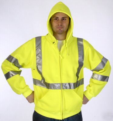 Ansi osha class iii 3 ii 2 safety sweatshirt jacket lg