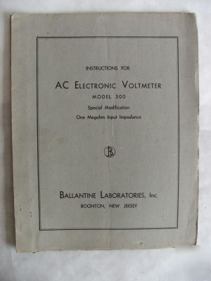 Ballantine labs model 300 voltmeter manual +schematic