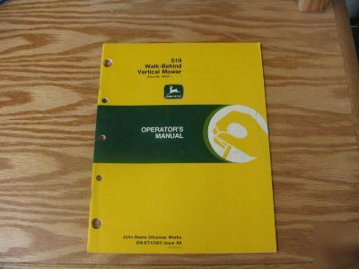 John deere 519 walk behind vertical mower ops, manual