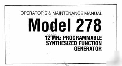 Wavetek 278 function generator op/service manual cd